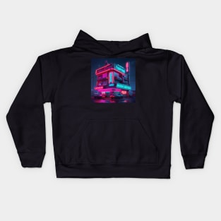 Roadside Motel in cyberpunk Kids Hoodie